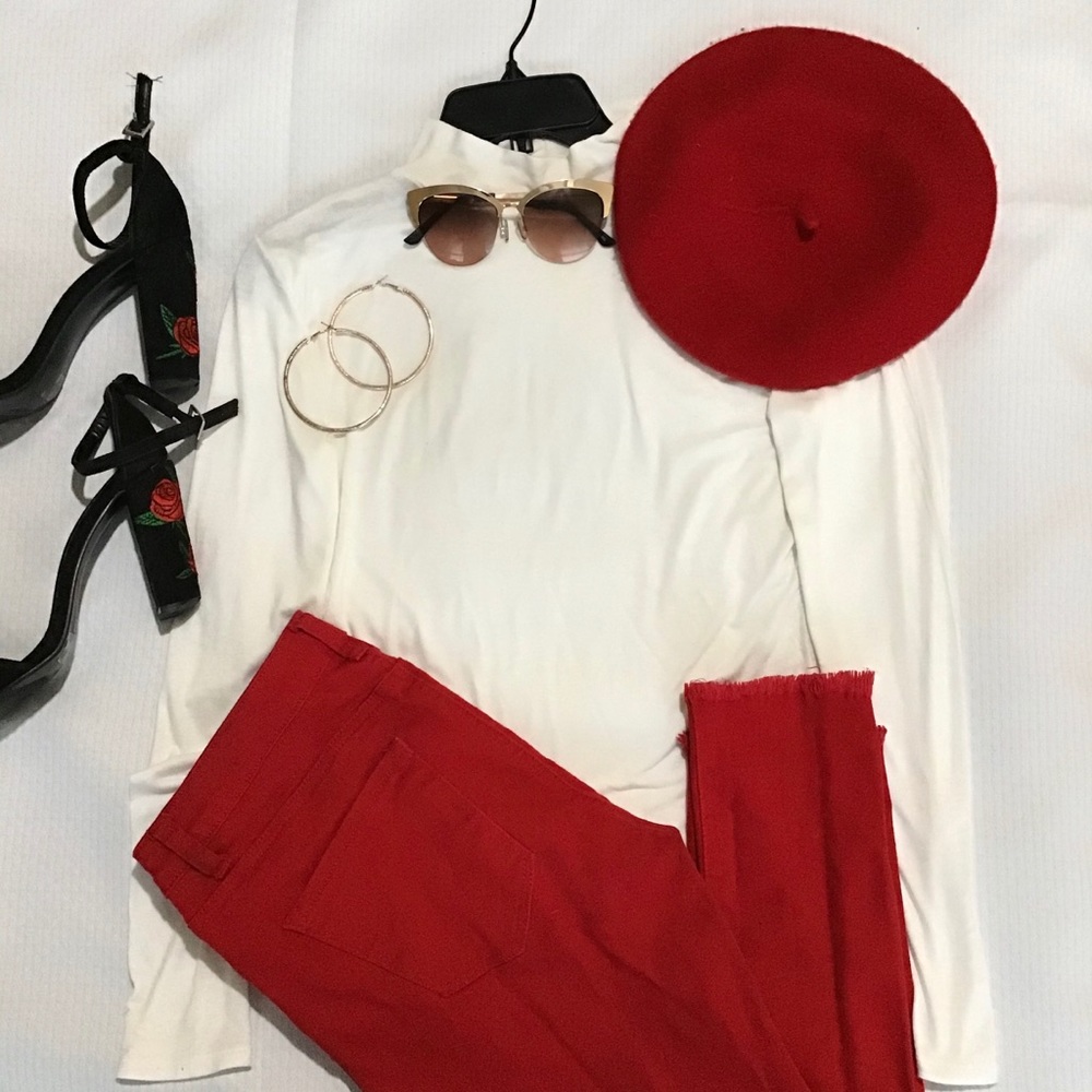 White long sleeve turtle neck